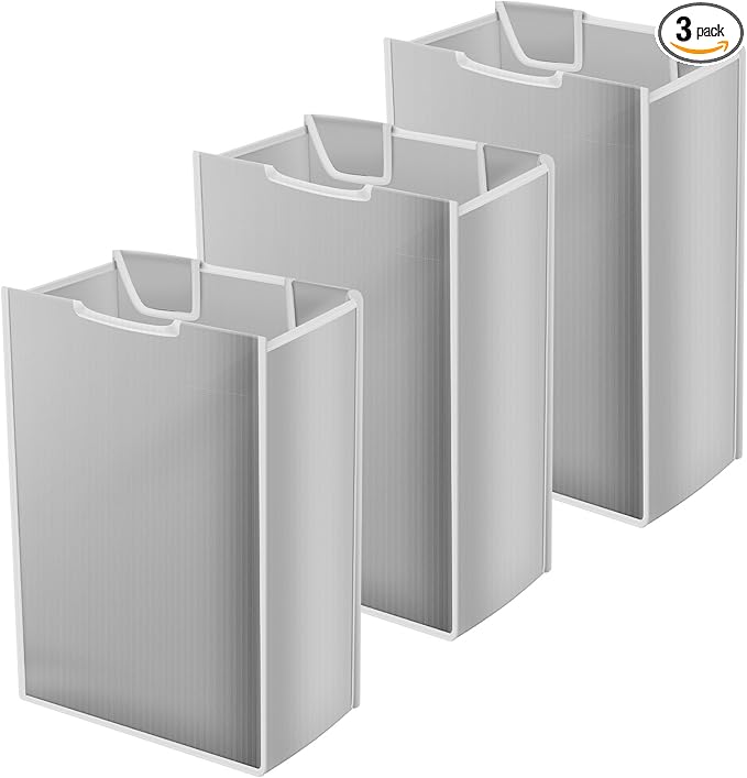 3 Pack Large Laundry Sorter Replacement Bags,Hamper Cart Removable Replacement, Storage Organizer Bag Hamper Liner, Wear Resistance for Standard 3 Compartment Laundry Hampers (Gray)