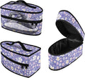 Purple White Floral Iron Portable Storage Bag for Travel Fade Resistant Protective Carrying Bags Compatible with Full-size Irons with Handle Zippered Bag Case Only