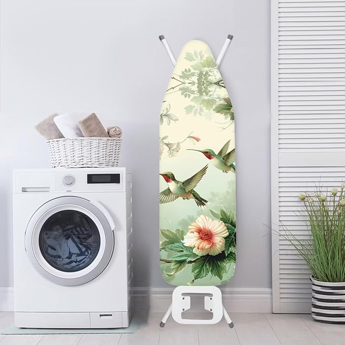 Hummingbird Floral Ironing Board Cover Resist Scorching and Staining, 15x54 Heavy Duty Iron Pad Covers Standard Boards with Elastic Edges