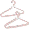 Concepts Premium Heavy Duty Pearl Hangers with Ribbon Trim for Wedding and Engagement Gowns - Slim Design Also Can Be Used for Suits and Shirts (Pink/White, 5 Pack)