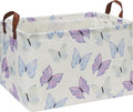 Rectangle Storage Basket with Handles, Collapsible Toys Bin, Books Box,Gift Basket(Blue & Purple Butterfly)