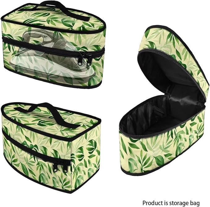 Leaf Print Steam Iron Case Travel Iron Organizer Handheld Steamer Holder with Handle Waterproof Travel Accessories, Case Only