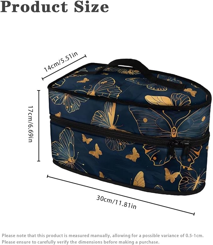 Butterfly Portable Iron Storage Bag Dustproof Bag for Travel Mini Steam Iron Universal for Most Iron Home Decoration,Easy to Carry(Case Only)