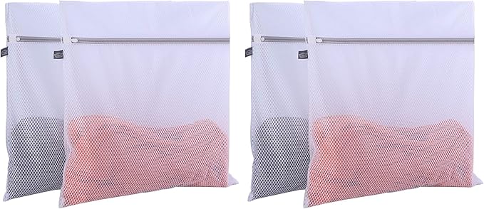 Kimmama Laundry Mesh Wash Bags, Lingerie Bags for Washing Delicates, Mesh Laundry Bags for Washing Machine, White Net, Grey Zipper, 2XXL (Pack of 2)