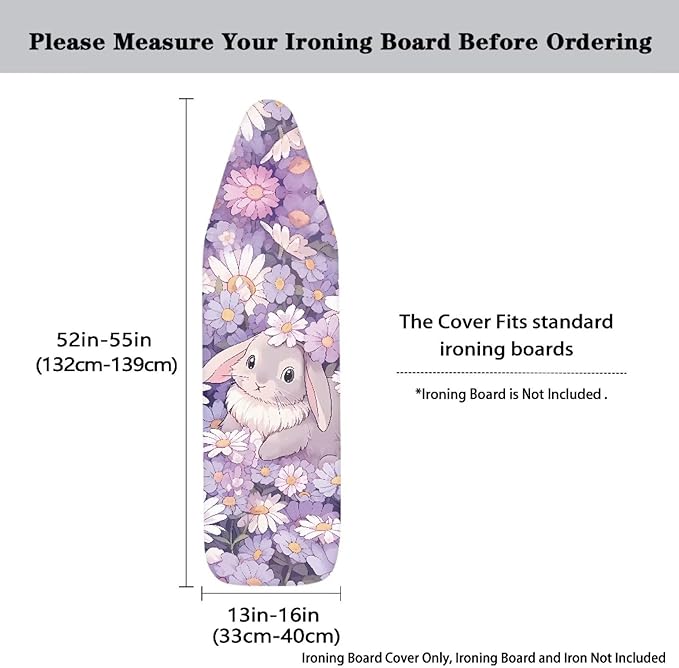 Daisy Bunny Iron Board Cover for Easter Standard Size Elastic Edge for Snug and Secure Fit, Music Note Iron Board Cover for Standard Easy to Install