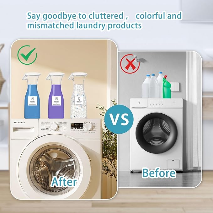 Laundry Detergent Dispenser with Waterproof Label for Laundry Room,Fabric Softener Dispenser,Laundry Soap Dispenser Liquid Laundry Detergent Container,Laundry Detergent Organizer,3 Pack