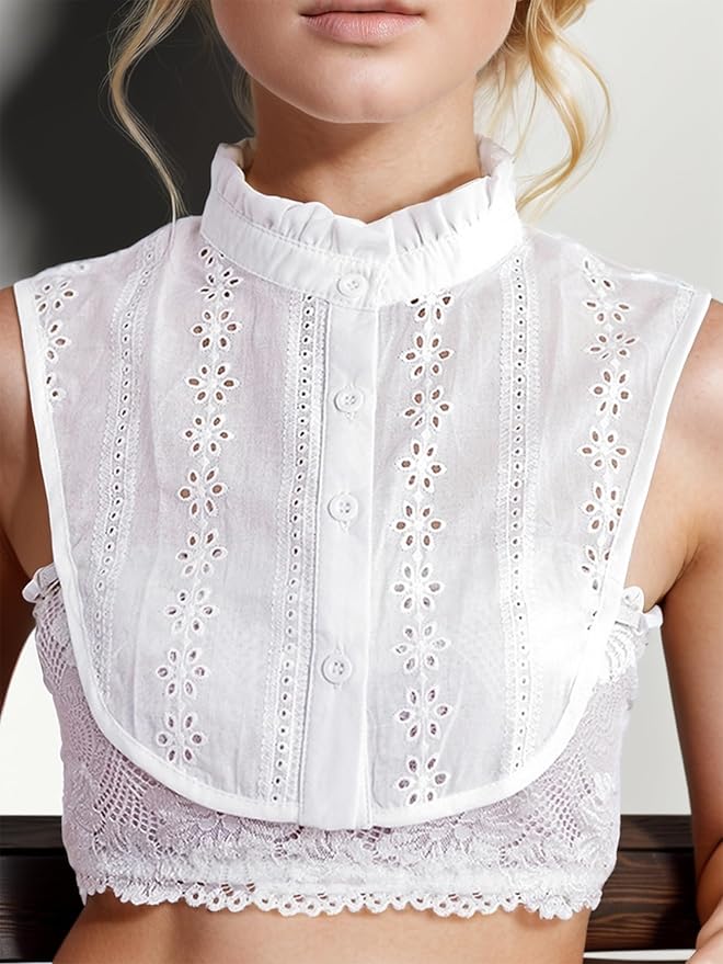 Jacquard Pure Cotton Fake Collar Comfortable and Breathable Hollow Out Dickey Collar Collar for Women & Girls