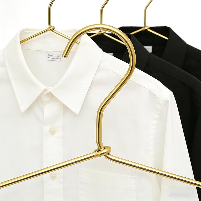 12.6” Gold Matt Metal Coat Hanger, 30PCS, Children Standard Suit Hanger, Clothes Hangers for Closet Toddler Infant Newborn Kids Hangers, Space Saving Baby Clothes Hangers