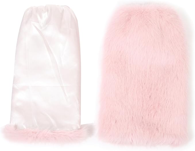 LA CARRIE Women Fuzzy Faux Fur Leg Warmers Fluffy Winter Long Foot Cuffs Furry Boot Socks