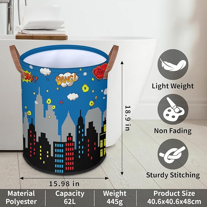 Boys Laundry Hampers for Bedroom Spider Web Collapsible Sturdy Dirty Clothes Basket with Handles for Kids Room Bathroom Living