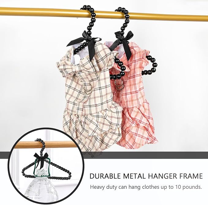 NACOCO 5pcs Hanger Dog Clothes Outfis Rack Hanger Fake Pearl Pet Costume(Black)