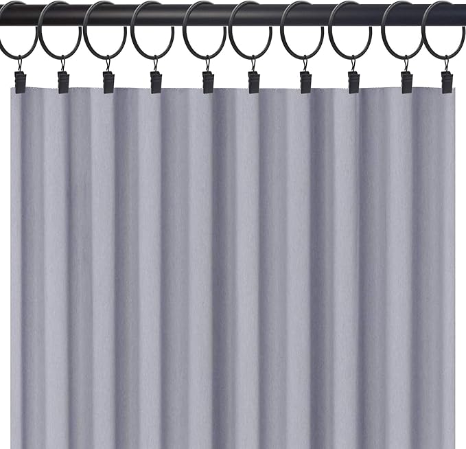 40 Pack Black Curtain Rings with Clips, Curtain Hooks Hangers Clip Rings for Hanging Drapes Bows Hat, Drapery Rings 1.77 in I D, Fits up to 1.5 in Diameter Curtain Rod.