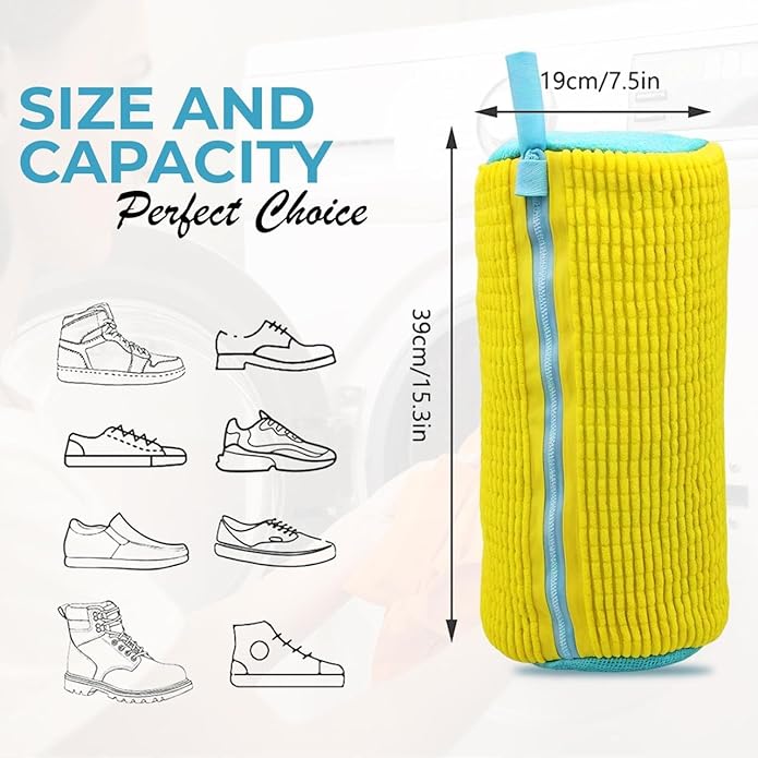 2 Pcs Shoe Washing Machine Bags with 2 Shoe Trees & Brush | Reusable Laundry Bags for Sneakers | Shoe Bag for Washing Machines | Sneaker Bags for Washer and Dryer for All Shoe Types and Sizes