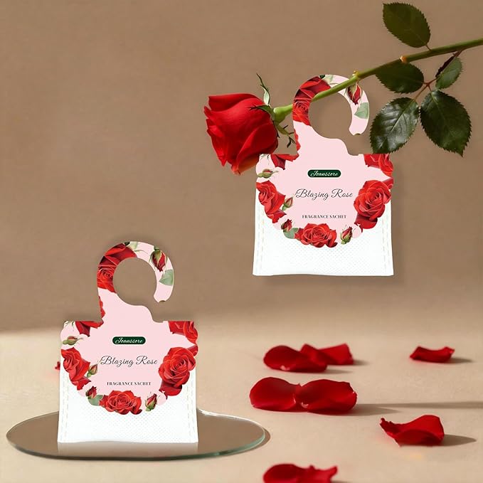 15 Packs Scented Sachets Bag for Drawers and Closets, Air Freshener for Home Fragrance Sachet, Long-Lasting Hanging Closet Deodorizer Smell Goods for House (Blazing Rose)