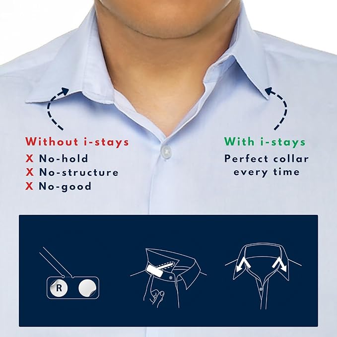 Collar Stays for Men’s Dress Shirts (3 Pairs) - istays Shirt Collar Inserts & Collar Stiffeners, Plastic Collar Stays for Men, Gifts for Him, Office Daily Wear Travel Use