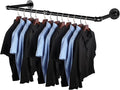 AddGrace Industrial Pipe Clothes Rack Black Wall Mounted Clothing Rack for Hanging Clothes 34.5 Inch Multi-Purpose Garment Bar for Wardrobe and Laundry Room 1 Pack