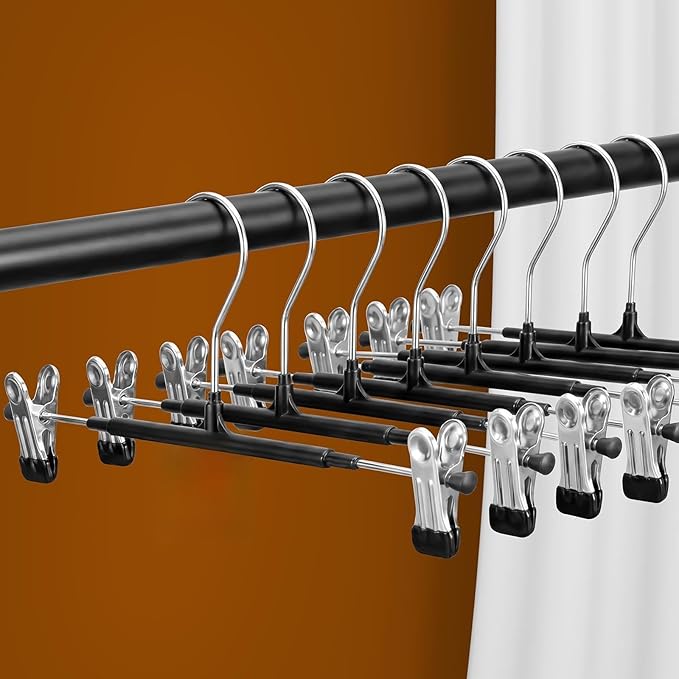 Pants Hangers with Clips,50 Pack Clothes Hanger,Space Saving Jean Hanger,360° Swivel Hook Non-Slip for Skirt,Socks,Jeans