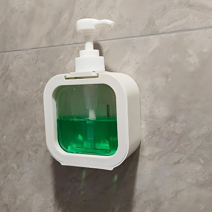 Hand Soap Dispenser Bathroom, Shower Soap Dispenser Wall Mounted, Dish Dispenser for Kitchen, Shampoo and Conditioner Dispenser with Pump and Labels (White)