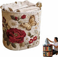 Quilted Laundry Basket, Quilted Laundry Basket with Handles, Boho Fabric Floral Storage, For Bedroom Laundry (#12, 20"L x 20"W x 28"H)