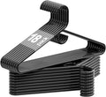Heavy Duty Plastic Hangers 18 Pack, Black Plastic Hangers for Standard Size Clothes with Hook & Non-Slip Pants Bar for Shirts, Pants, Coat, Dresses, Jackets, Scarves and Belts