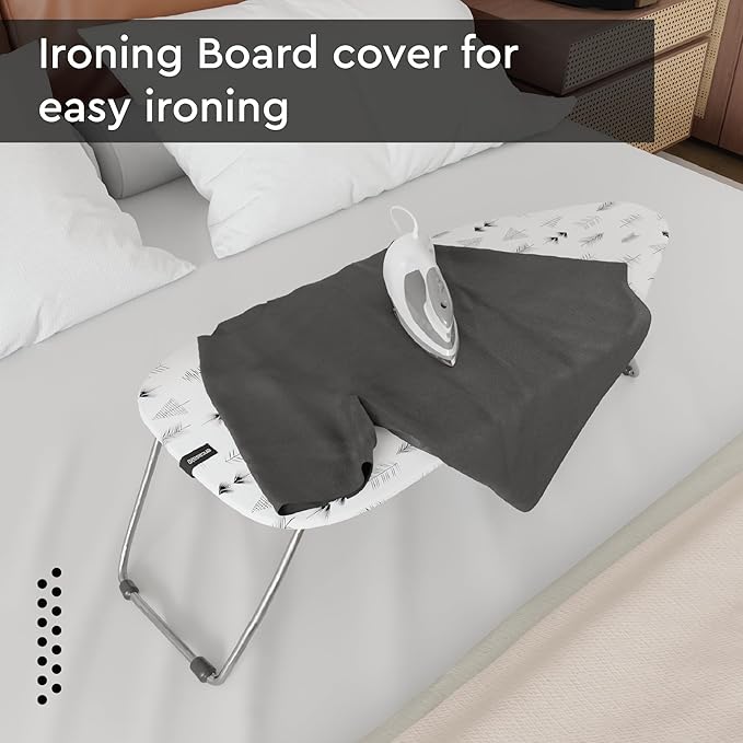 Encasa XO Ironing Board Cover and Pad 28"x12" - Thick 3mm Felt Padding, Drawstring Tightening & Lock, Easy Fit, Scorch & Stain Resistant, Fits Mini Ironing Board - Black Arrow