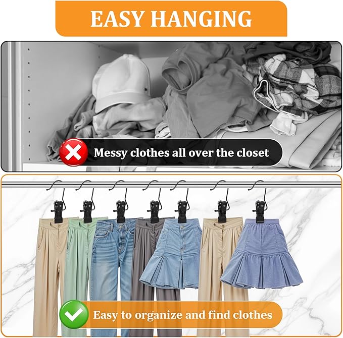 50Pcs Boot Hanger Clips for Closet, Portable Laundry Hooks with Clips, Heavy Duty Boot Hanging Clips, Boot Hangers Space Saving for Boots Pants Jeans Clothes Hats Tall Towels