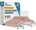 Lifemaster Velvet Pants Hangers – with Adjustable Clips, 360 Degree Swivel Hook, and Non-Slip Shoulder Notch, Holds Up to 10 lbs, for Organizing Skirt, Pants, Dress, and Clothes, Pack of 10, Pink