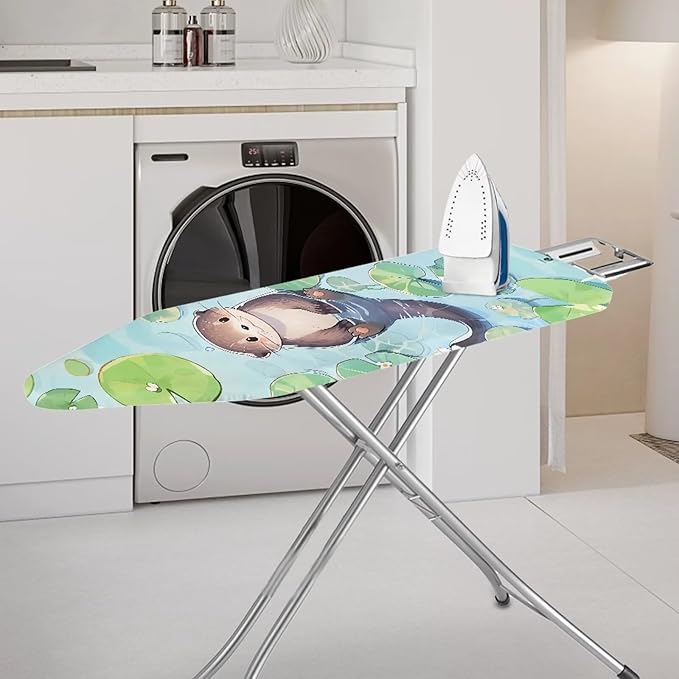 Cute Otter Ironing Board Covers Heavy-Duty Fabric Non Slip Padded Ironing Board Covers Hook and Loop Design Waterproof Slip-Resistant
