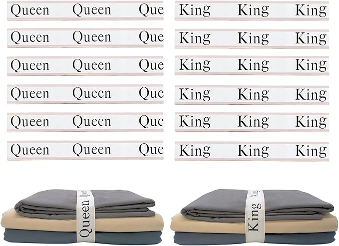 12 Pieces Bed Sheet Organizer Bands, Closet Organization Sheet Straps, Linen Labels Bedding Bands, Elastic Bed Sheet Storage Sheet Keepers （6PcsQueen 6PcsKing ）