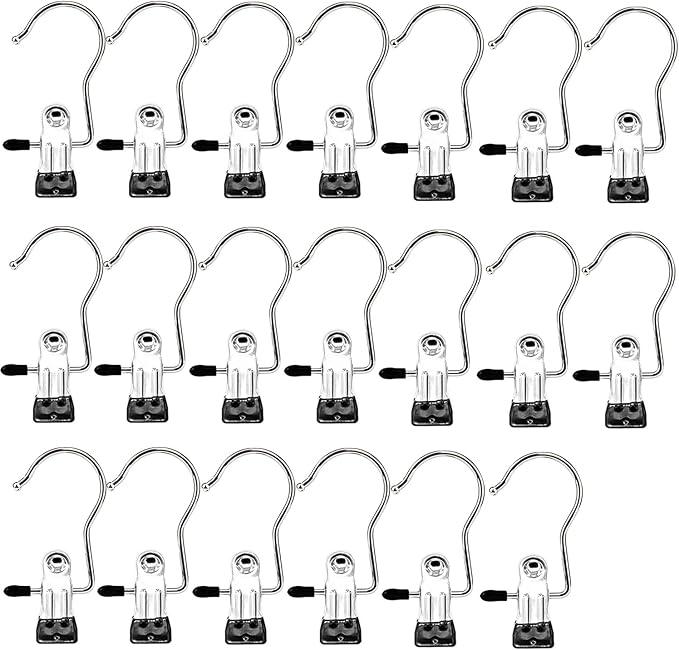 20 Pack Boot Hangers Closet Hanging Clips Laundry Hooks for Hats, Pants, Towel, Socks, Handbags, Bags, Underwear (20 Pack - Single)
