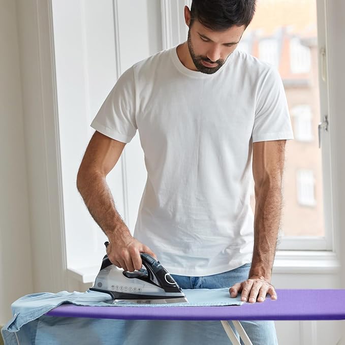 BNDX 15"x54" Ironing Board Cover for Apartments – Lavender Color with Thick Padding, 2" Elastic Edge & Dual Buckles, Scorch & Stain Resistant, Easy Installation