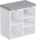 IDEALHOUSE Shoe Storage Bench with Cushion for Entryway, 20" Storage Rack Bench with Padded Seat, Cubby Seat Shoe Cabinet with 3-Tier Adjustable Shelf for Living Room Hallway, White