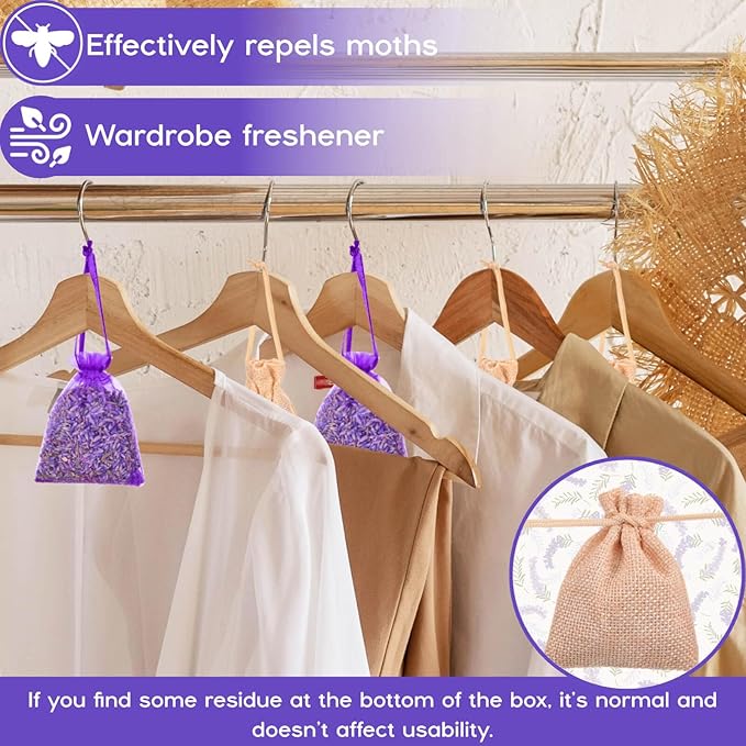 36 Pack Lavender Sachet Bags & Cedar Chips Set - Premium Cedar and Lavendar Home Fragrance Sachets, No Added Flavor & Coloring, Lavender Sachets for Drawers, Closets, Storage
