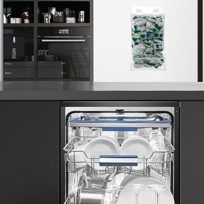 Sumnacon Clear Laundry Pods Holder with Lid, Wall Mounted Acrylic Dispenser Container for Laundry Room Organization, Multi-Purpose Kitchen Storage Dispenser for Candy, Dishwasher Pods, Plastic Bags