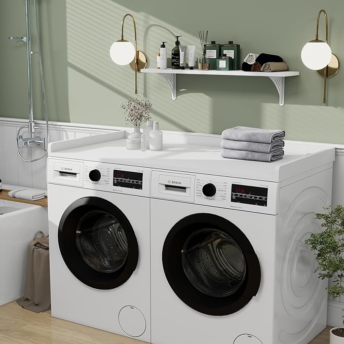 Washer Dryer Countertop, 54" Width * 27.4” Depth Washer and Dryer Covers for The Top for Laundry Room Organization, Washer and Dryer Countertop Shelves, White