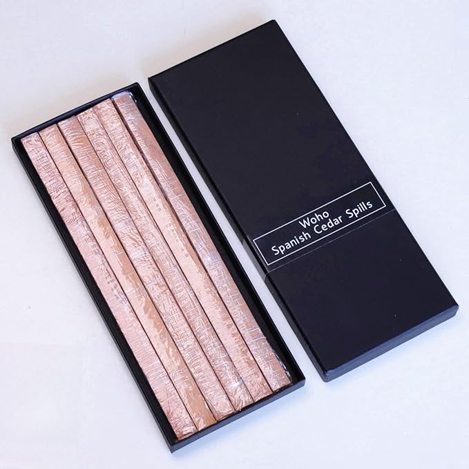 Woho 120 Packs Upgrade Spanish Cedar Wood Spills Strips Sticks for Cigar Lighting, Spanish Cedar Lighter for Cigar Humidor/Tray/Box/Case, Cigar Matches for Cigar Storage/Aging (Double Thickness 0.02")