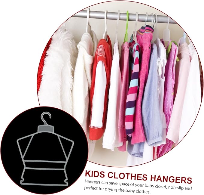 Baby Clothes Hangers 12-Pack Plastic Kids Clothes Drying Racks Infant Shirts Suits Swimwear Non-Slip Space Saving Wardrobe Organizer