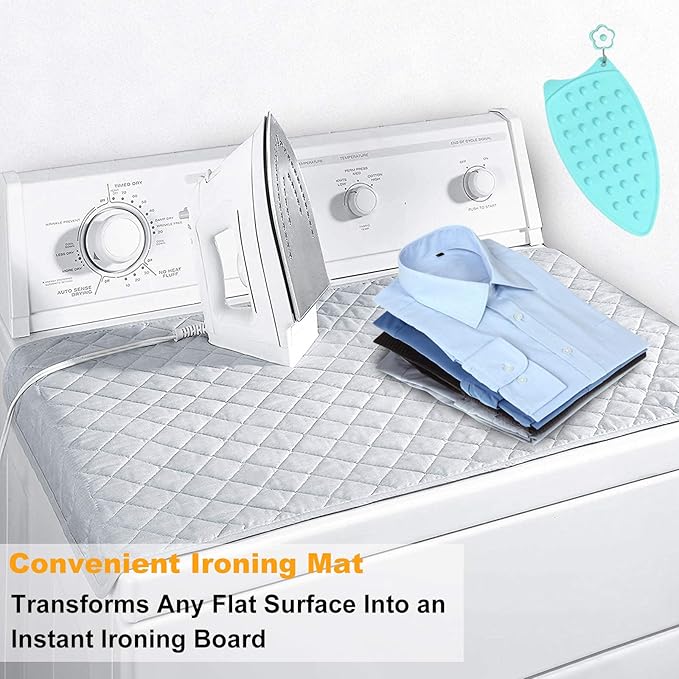 Ironing Mat for Table Top with Iron Rest Pad,Portable Travel Ironing Blanket,Foldable Thickened Heat Resistant Ironing Pad Cover for Dryer Countertop