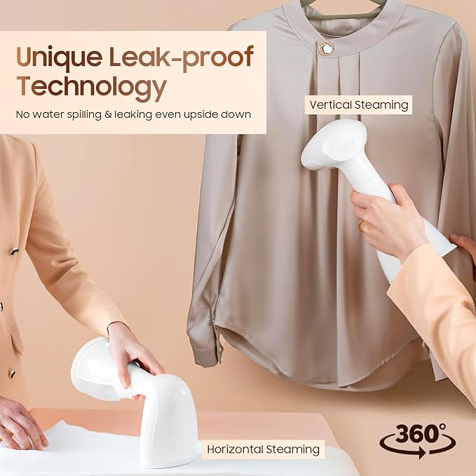 Portable Hand Held Steamer for Clothes - 1350W Handheld Clothes Steamer, 15S Rapid Heating, Garment Wrinkle Remover Fastly Make Clothes Soft, Large-Capacity Iron for Hotels/Travel