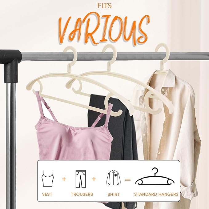DEDU Plastic Clothes Hangers 20 Pack, Extra Thick Wide Shoulder Coat Hangers with 360° Swivel Hook Non Slip, Sweater Hangers Suit Hanger for Suits, Sweater, Dresses, Pants (Beige)