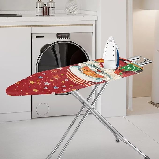 Santa Claus Ironing Board Cover for Standard Boards, Gifts Ironing Board Cover with Hook AMD Loop Easy Installation