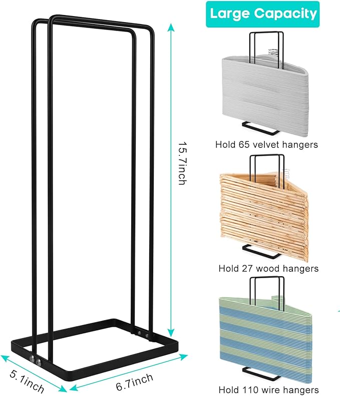 2 Pack Hanger Storage Stacker Stand, Organizer for Laundry Room Closet, Space Saving, Portable, Sturdy, Adult & Child Hangers, Tidy Room