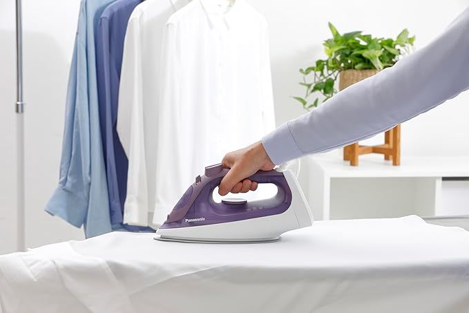 Panasonic NI-S630 Steam/Dry Iron, Ergonomic 1500W with Ceramic Soleplate and U-Shaped Groove, Auto Shut Off and Anti-Calc