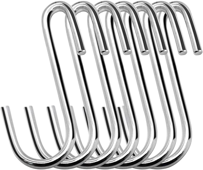 Pack of 10 Heavy Duty S-Shape Hooks, Stainless Steel, 2.4" Pan Pot Holder Rack Hooks Hanging Hangers S Shaped Hooks for Kitchenware Pots Utensils Clothes Bags Towels Plants