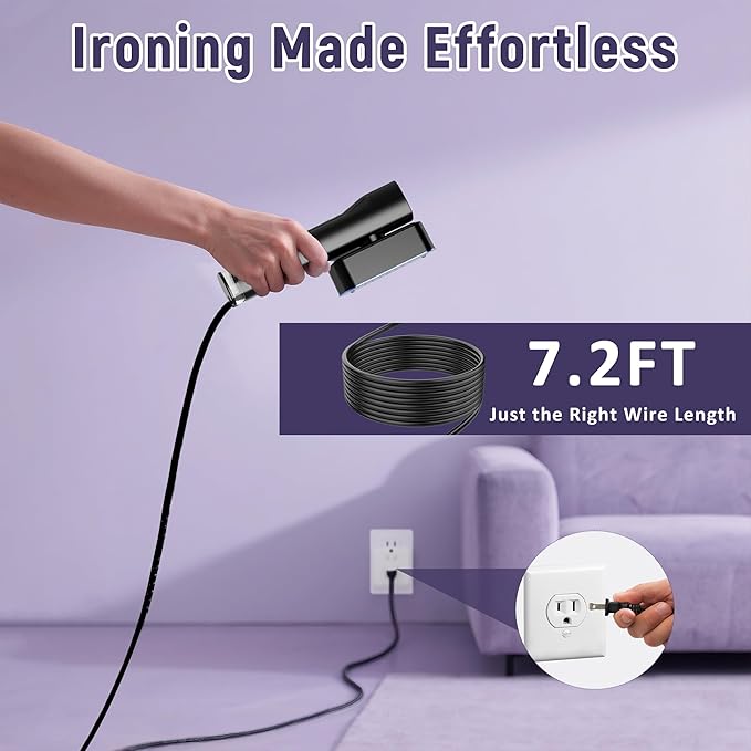 Travel Steamer & Iron 2 In 1, Dual Voltage 100V-240V Handheld Steamer for Clothes, Button Ironing Friendly Design, Portable Steamers for Global ＆ Europe Travel, 7.2FT Power Cord with Safe Switch