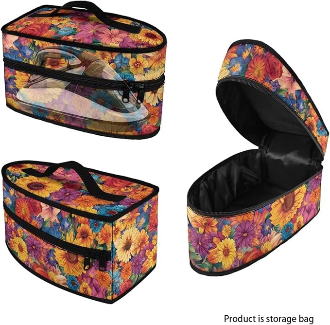 Daisy Print Steam Iron Case Travel Iron Organizer Handheld Steamer Holder with Handle Waterproof Travel Accessories, Case Only