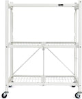 Origami R3 3-Tier Foldable Garage Shelving Heavy Duty Shelving Holds 750 pounds, Garage Storage Rack, Pre-Assembled Utility Rolling Shelf with Wheels | 29" W x 13" D x 35.5" H (White, R3)