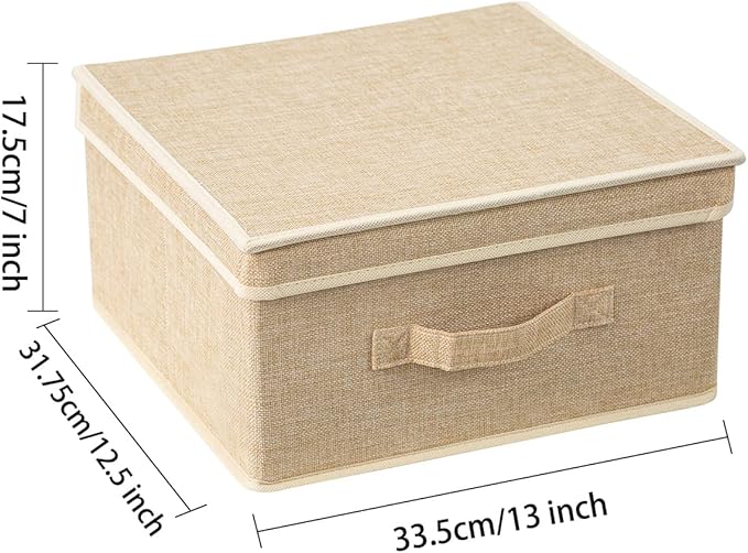 Storage Bins with Lid, Foldable Clothing Storage Box case with Handle for Closet, Bedroom, Home, 4 Color Set A, 13L x 12.5W x 7H inch