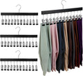 Legging Organizer for Closet 4 Pack, Pants Leggings Hangers with 12 Clips, Holds 48 Pants, Jeans, Hats, Shorts, Socks, 360° Rotating Space Saving Hanging Clothes Organizer for Closet Storage