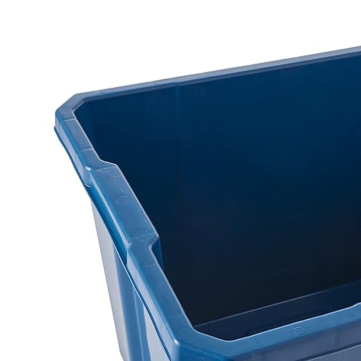 Gracious Living Medium Curbside Blue Box, Plastic 17 Gallon/64 Litre Home Trash Can Refuse and Recycling Bin Container with Built-in Handles (6 Pack)